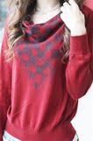 春装2012新款 百搭印花修身 显瘦丝光棉低领堆领女装针织衫