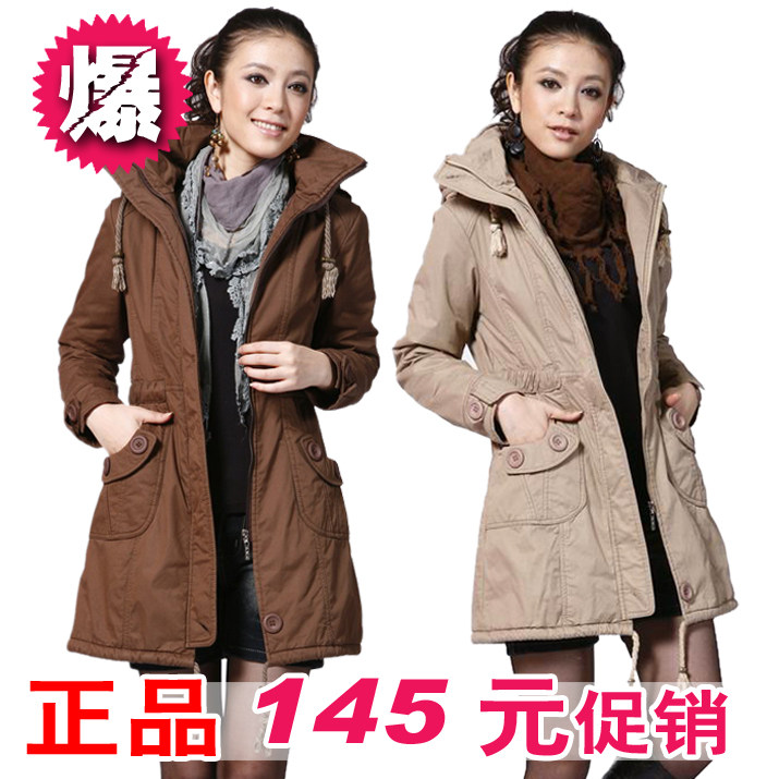 特价2011冬装新款韩版修身加厚加绒棉衣棉服外套女装长款棉衣