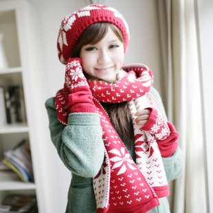 RAYLI 最佳新年礼品 雪花三件套 围巾帽子手套三件套 CM2359