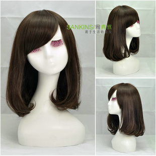 First ladies wig long black hair flower fluffy temperament inclined girls long PEAR volume fringe wig