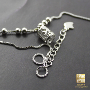  年中大促 S925纯银镀白金 脚链 镂空圆柱 精品脚链 专柜正品 女士