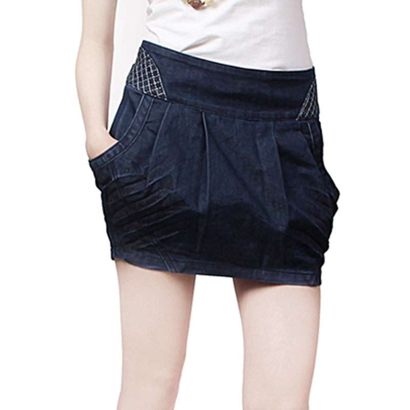 中腰修身牛仔半身短裙...