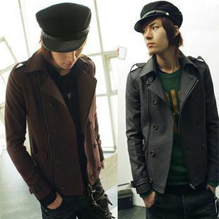  精品冬装型男肩章双排扣款修身夹克尼外套 韩版男士衣服夹克外套