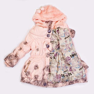  冬款女童棉衣 女中童棉袄童装中长款棉衣棉服 女童棉袄儿童