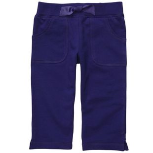 女童糖果色纯棉毛圈布中裤/七分裤/短裤/热裤 2T-6X 紫色