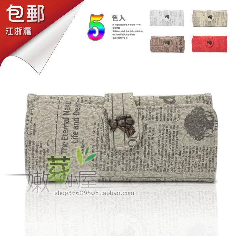 包邮 女士长款钱包 新款限量供应 小熊欧美风 地图三折女钱包