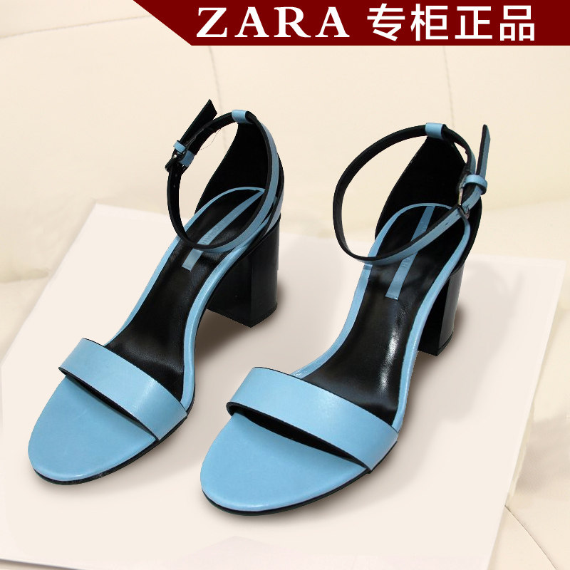 ZARA正品代购高跟凉鞋2014夏季新品女鞋露趾高跟鞋高档粗跟大码鞋