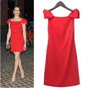 2012 new red dress dress HuKeTong day television gala of bowknot temperament cultivate one's morality dress