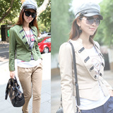 包邮】正品 2012春装新款女装OL双排扣休闲小西装修身西服短外套