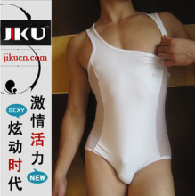正品JIKU激酷男士内衣超薄弹力性感塑身锦纶拼网纱连体衣