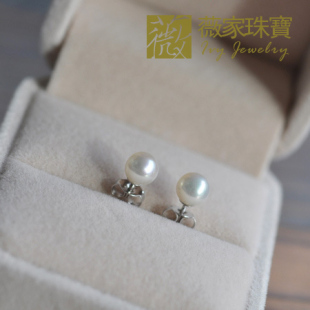  『薇家』天然mini珍珠4.5~6.5mm白正圆◆小小珍珠纯银耳钉 3款选