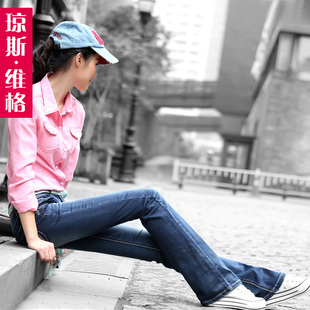  琼斯维格秋冬新款微喇叭牛仔裤 女 显瘦牛仔长裤韩版潮N8512