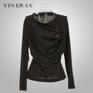 YINER音儿影儿 专柜正品春季新品堆堆领修身套头针织衫81160060