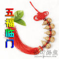 开光五福寿桃木葫芦/镇宅纳福辟邪保平安祛病★五福临门车挂包饰