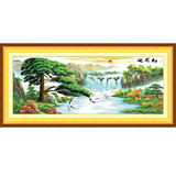 66包邮 海开牡丹十字绣 套件 印布 迎客松/鹤寿延年 风景山水客厅