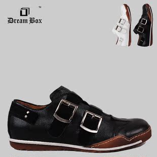  魔术贴英伦个性时尚潮流韩版搭扣拼接休闲板鞋低帮真皮鞋男鞋子