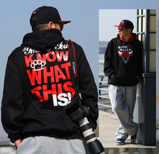  西海岸匪帮公牛男HIPHOP嘻哈滑板连帽衫卫衣街舞NY加肥加大码胖子