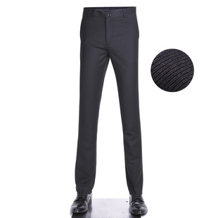  群豪黑牌男装正品秋季蓝色小脚韩版修身英伦商务休闲西裤12381006