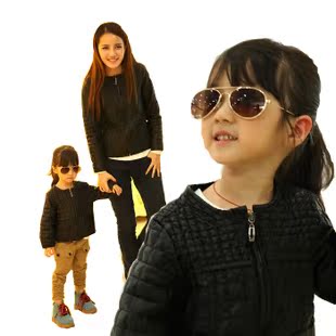  最新秋冬款韩版童装加棉高档儿童皮衣外套亲子装母女装母子装