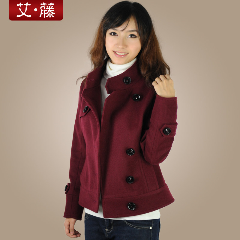 艾藤女装2011新款春秋冬装韩版大码羊毛呢大衣短呢子厚外套女包邮