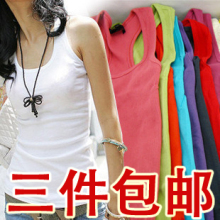 3件包邮 2012新款春装 工字背心 女 纯棉 长款 夏 吊带衫 打底