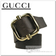 GUCCI古驰 亮金色自锁扣纯牛皮超酷中性皮带