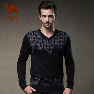  CAMEL 正品骆驼男装 秋冬新款时尚V领毛衣 男士休闲羊毛衫09