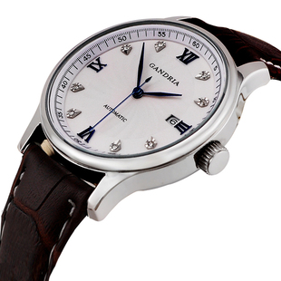  手表男机械正品 全自动机械表 情侣手表水钻表 男士手表 皮带男表