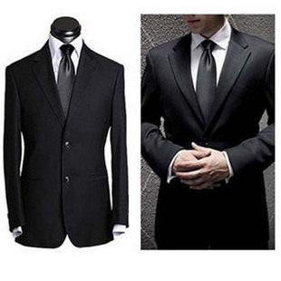 【蟋蟀服饰】阿玛尼韩版二粒扣西服黑色男士修身休闲西服（套装）