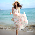 2012夏季新款波西米亚长裙沙滩裙碎花雪纺连衣裙韩版女装吊带裙子