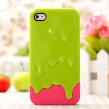 苹果4代iPhone4 4S融化雪糕 撞色保护套 韩风手机套 溶化手机壳
