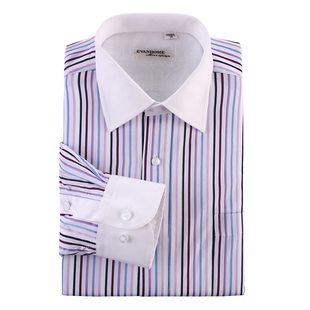  EVANHOME 男士长袖衬衫 高档保暖衬衫 索菲亚紫色条纹 B005