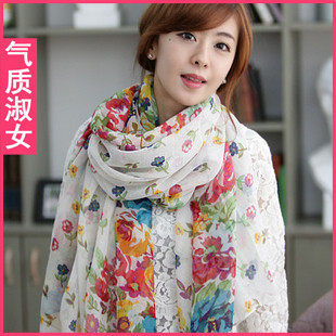百花争艳 丝巾夏季长款 沙滩丝巾 大<span class=H>围巾</span><span class=H>女</span><span class=H>韩国</span><span class=H>秋冬</span><span class=H>女</span>士春夏<span class=H>围巾</span>