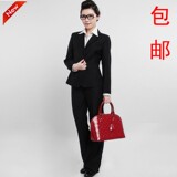 两扣藏蓝色/黑色女职业套装  女工装 藏蓝色女士工装/套装 包邮