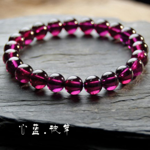  顶级玫红石榴石手链 紫牙乌石榴石 活血养颜 女人石手链
