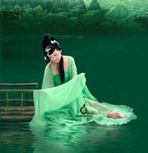 2011盘子女人春季最新款古装/青色大裙摆古装/适合跳舞/浣纱情