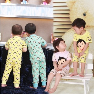  coin 2012 Summer children's wear T+  conditioning service home suits boys girls short sleeve pants + shorts set