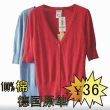 <span class=H>外贸</span>原单 德国street one 中袖加大码全棉 薄针织衫 简洁V领开衫