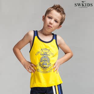  七匹狼swkids童装大童男童夏装新款儿童针织马甲背心韩版薄