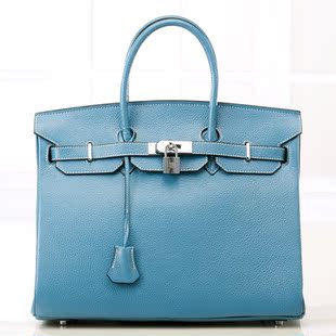 精工真皮铂金包 birkin30 35 荔枝纹头层牛皮女包手提包大号多色