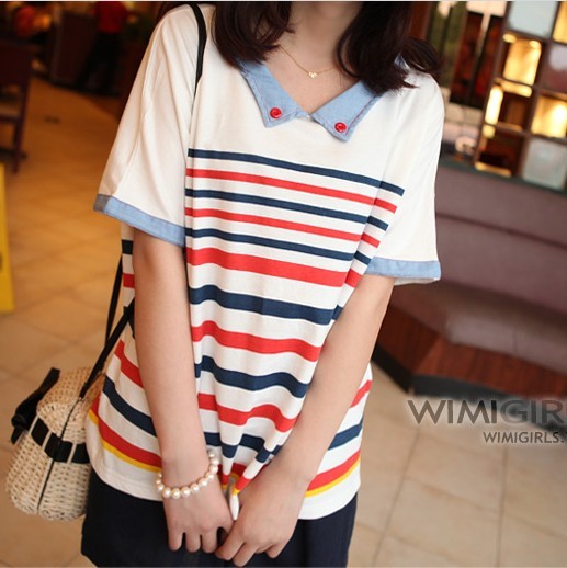 小清新红蓝红蓝海军风格...