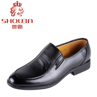 兽霸新款小方头正装套脚头层牛皮春秋款新年款男鞋子皮鞋
