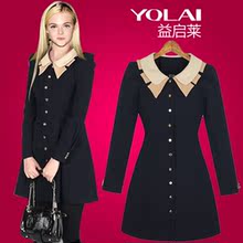 益启莱 2012春装新款娃娃领风衣外套 欧美大牌英伦风小西装风衣