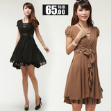 2012新款连衣裙夏装品质女装修身显瘦大码雪纺连衣裙子夏季女裙