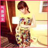气质淑装2012新款夏季夏装图案复古姜黄花纹抹胸连衣裙子Q465
