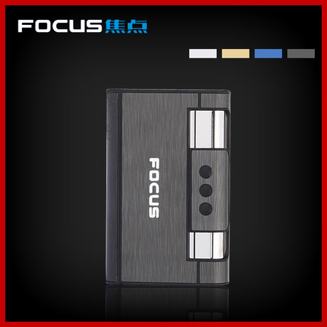 焦点focus自动弹烟烟盒带打火机 个性创意烟盒 超薄自动烟盒8支装