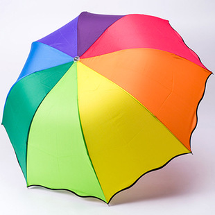 七彩虹伞黑胶防晒女士，太阳伞定制logo三折叠遮阳伞公主晴雨伞