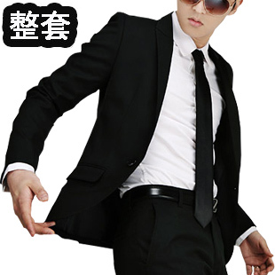修身 西服春秋韩版 蘑菇街男装 <em>日韩潮流</em>单扣男