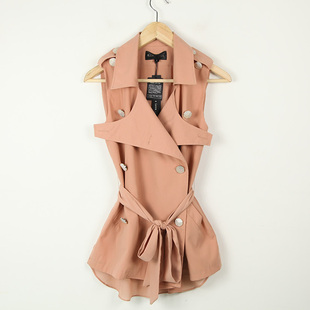 2012 Korea new spring and summer clothes coat shirt skinny double breasted coat-spell chiffon vest waistcoat l