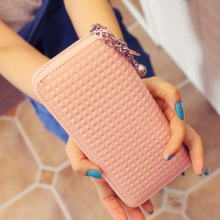Pear doll Korean female lovely original candy plaid wallet large zipper wallet Ms. Long Wallet